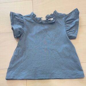 Janie and Jack Dusty Blue Lace-Trim Short Sleeve Tee